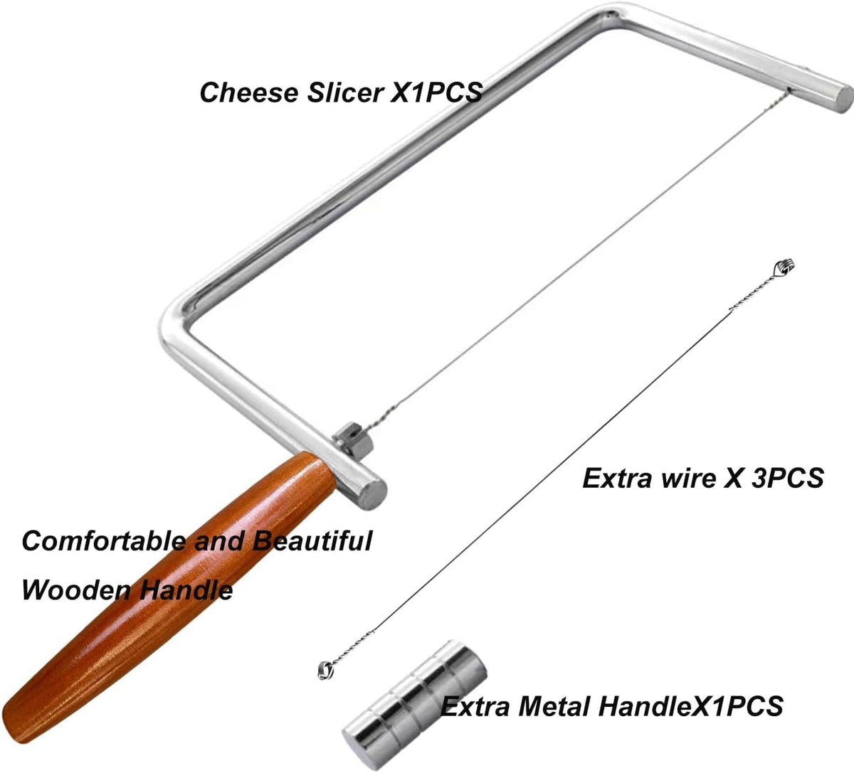 6in Cheese Slicer Kit Accessories Kitchen Knife Cheese Cutter Stainless Steel Components DIY for Making Giftable Cheese Cutting Boards with This Cheese Cutter Kit,Wire Cheese Slicer(4Slicer+12Wires)6"