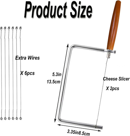 6in Cheese Slicer Kit Accessories Kitchen Knife Cheese Cutter Stainless Steel Components DIY for Making Giftable Cheese Cutting Boards with This Cheese Cutter Kit,Wire Cheese Slicer(4Slicer+12Wires)6"