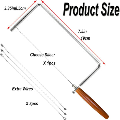6in Cheese Slicer Kit Accessories Kitchen Knife Cheese Cutter Stainless Steel Components DIY for Making Giftable Cheese Cutting Boards with This Cheese Cutter Kit,Wire Cheese Slicer(4Slicer+12Wires)6"