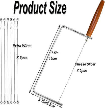 6in Cheese Slicer Kit Accessories Kitchen Knife Cheese Cutter Stainless Steel Components DIY for Making Giftable Cheese Cutting Boards with This Cheese Cutter Kit,Wire Cheese Slicer(4Slicer+12Wires)6"