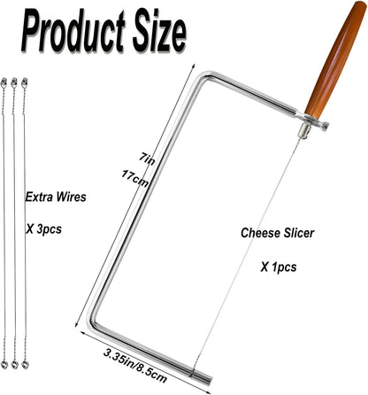 6in Cheese Slicer Kit Accessories Kitchen Knife Cheese Cutter Stainless Steel Components DIY for Making Giftable Cheese Cutting Boards with This Cheese Cutter Kit,Wire Cheese Slicer(4Slicer+12Wires)6"