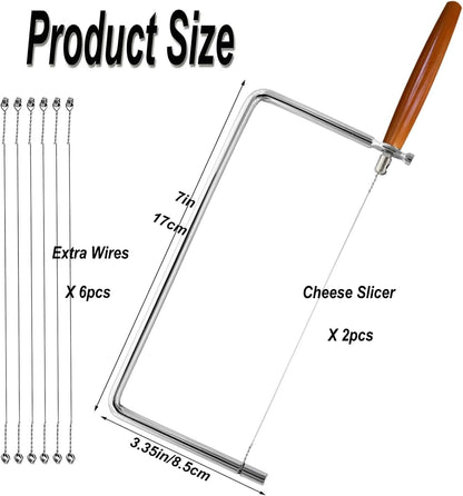 6in Cheese Slicer Kit Accessories Kitchen Knife Cheese Cutter Stainless Steel Components DIY for Making Giftable Cheese Cutting Boards with This Cheese Cutter Kit,Wire Cheese Slicer(4Slicer+12Wires)6"