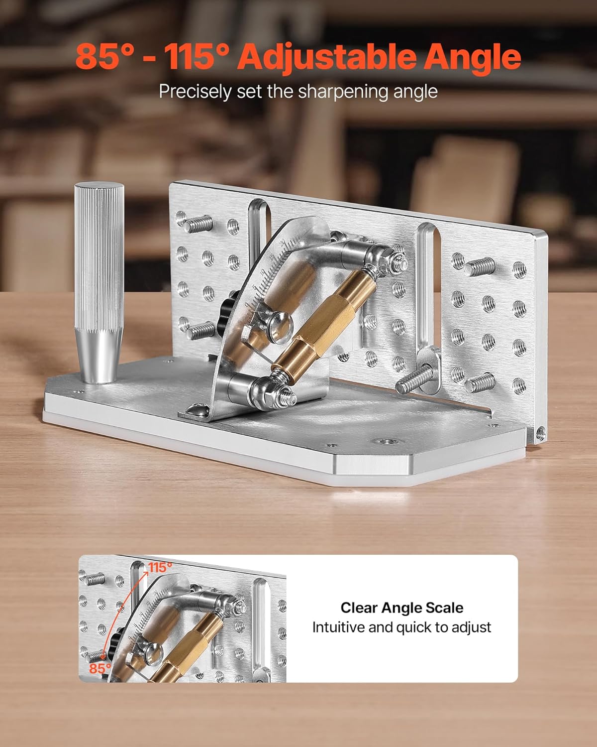 Belt Grinder Knife Jig, 85° - 115° Adjustable Belt Sander Knife Sharpening Jig with Dual Handles, 7.68" Long Sharpener Locator Compatible with Belt Sander, Bench Grinder, Sharpening Machine