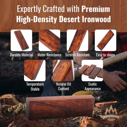 Desert Ironwood Blanks (Burl Ball Pattern) — Grade A, 5 1/8 x 1 3/4 x 1 1/4 in — Exotic Hardwood Lumber Blocks — Ironwood Wood Turning Blanks for Knife Handles, Carving & DIY Woodworking