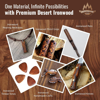 Desert Ironwood Blanks (Burl Ball Pattern) — Grade A, 5 1/8 x 1 3/4 x 1 1/4 in — Exotic Hardwood Lumber Blocks — Ironwood Wood Turning Blanks for Knife Handles, Carving & DIY Woodworking