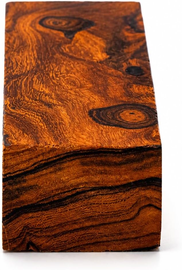 Desert Ironwood Blanks (Burl Ball Pattern) — Grade A, 5 1/8 x 1 3/4 x 1 1/4 in — Exotic Hardwood Lumber Blocks — Ironwood Wood Turning Blanks for Knife Handles, Carving & DIY Woodworking