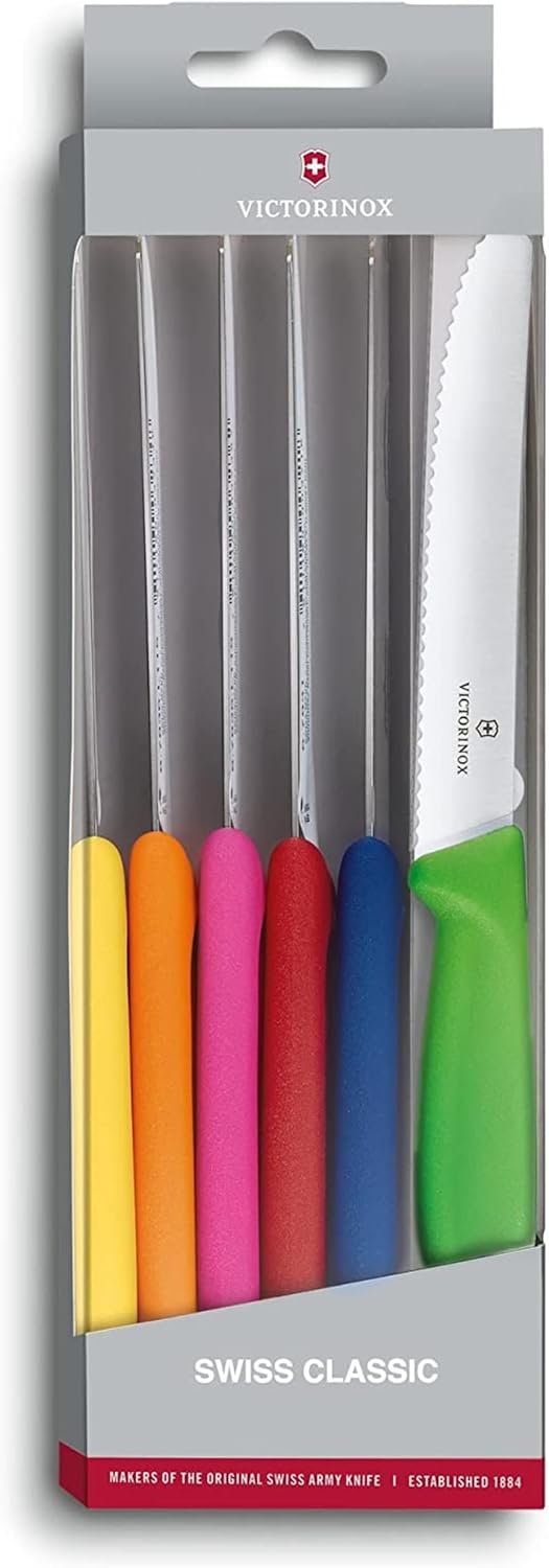 Swiss Classic 6-Piece Tomato and Table Knife Set, Multicolor