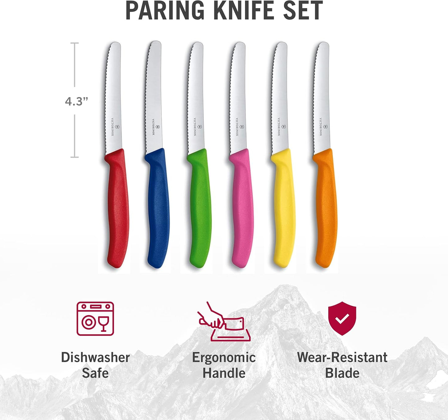 Swiss Classic 6-Piece Tomato and Table Knife Set, Multicolor