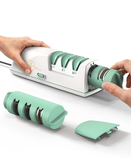 Electric Knife Sharpener with Replaceable Sharpening Head | 3-Stage Sharpening, 15° Precision Angle, Diamond Sharpening System, Metal & Ceramic Knives, Exquisite Gifts & Packaging