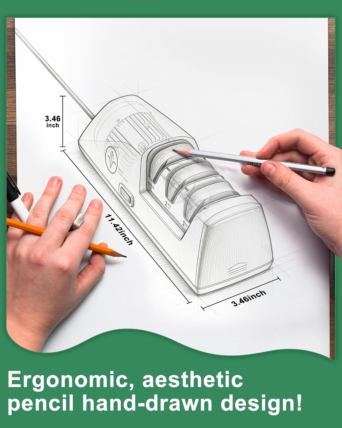 Electric Knife Sharpener with Replaceable Sharpening Head | 3-Stage Sharpening, 15° Precision Angle, Diamond Sharpening System, Metal & Ceramic Knives, Exquisite Gifts & Packaging