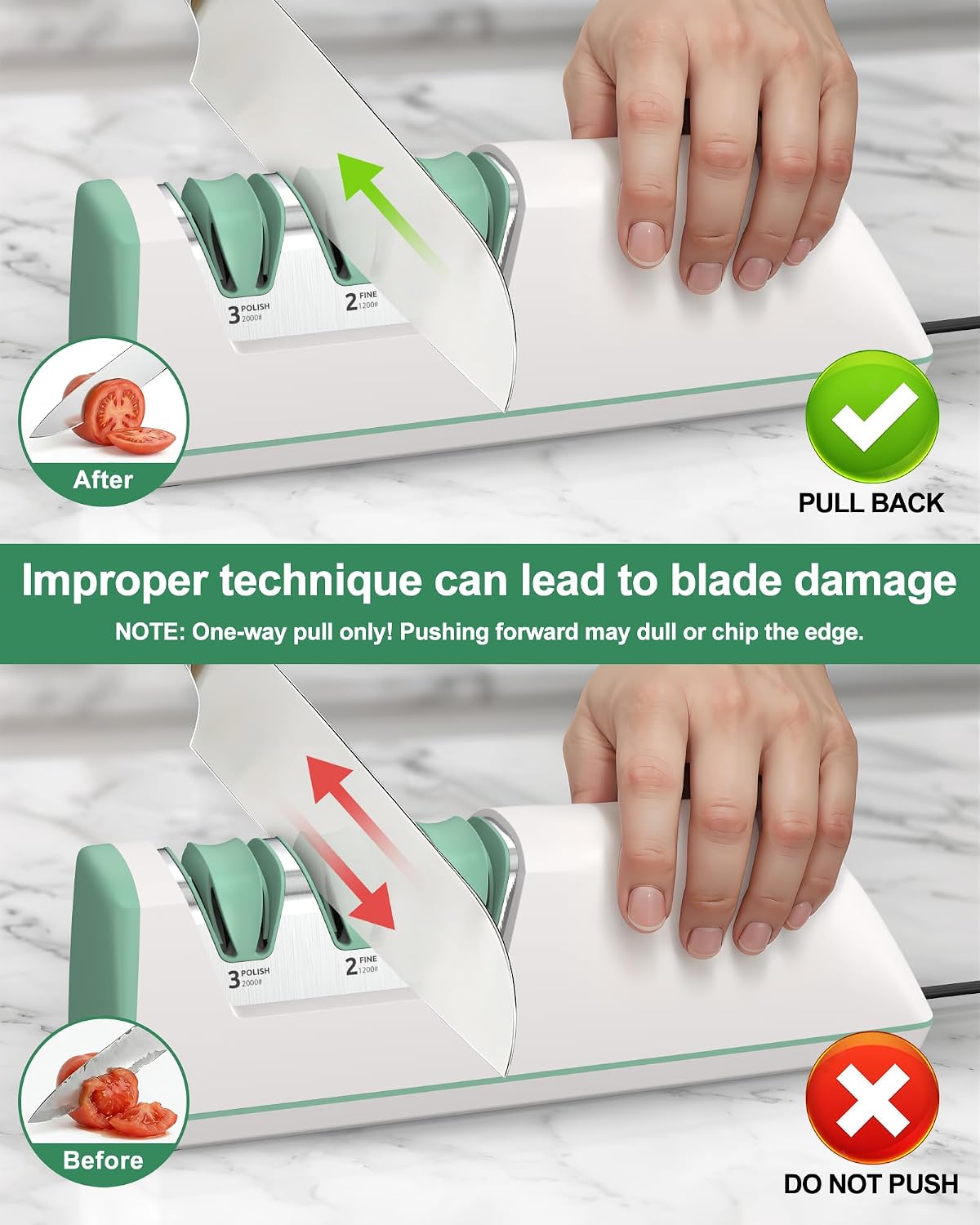 Electric Knife Sharpener with Replaceable Sharpening Head | 3-Stage Sharpening, 15° Precision Angle, Diamond Sharpening System, Metal & Ceramic Knives, Exquisite Gifts & Packaging