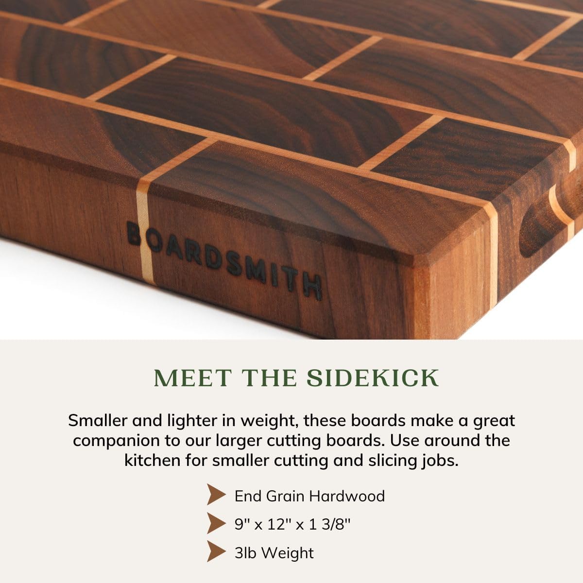 Walnut Sidekick End Grain Cutting Board - Walnut Wood Cutting Board for Kitchen - Kitchen Cutting Board - Wooden Cutting Board