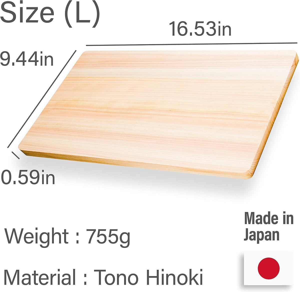 Japanese Hinoki Cutting Board - Small - Natural Cypress Wood Cutting Board, Kitchen Chopping Board, High Durability, Made in Japan (14.17×8.66×0.59 inch) (Small)