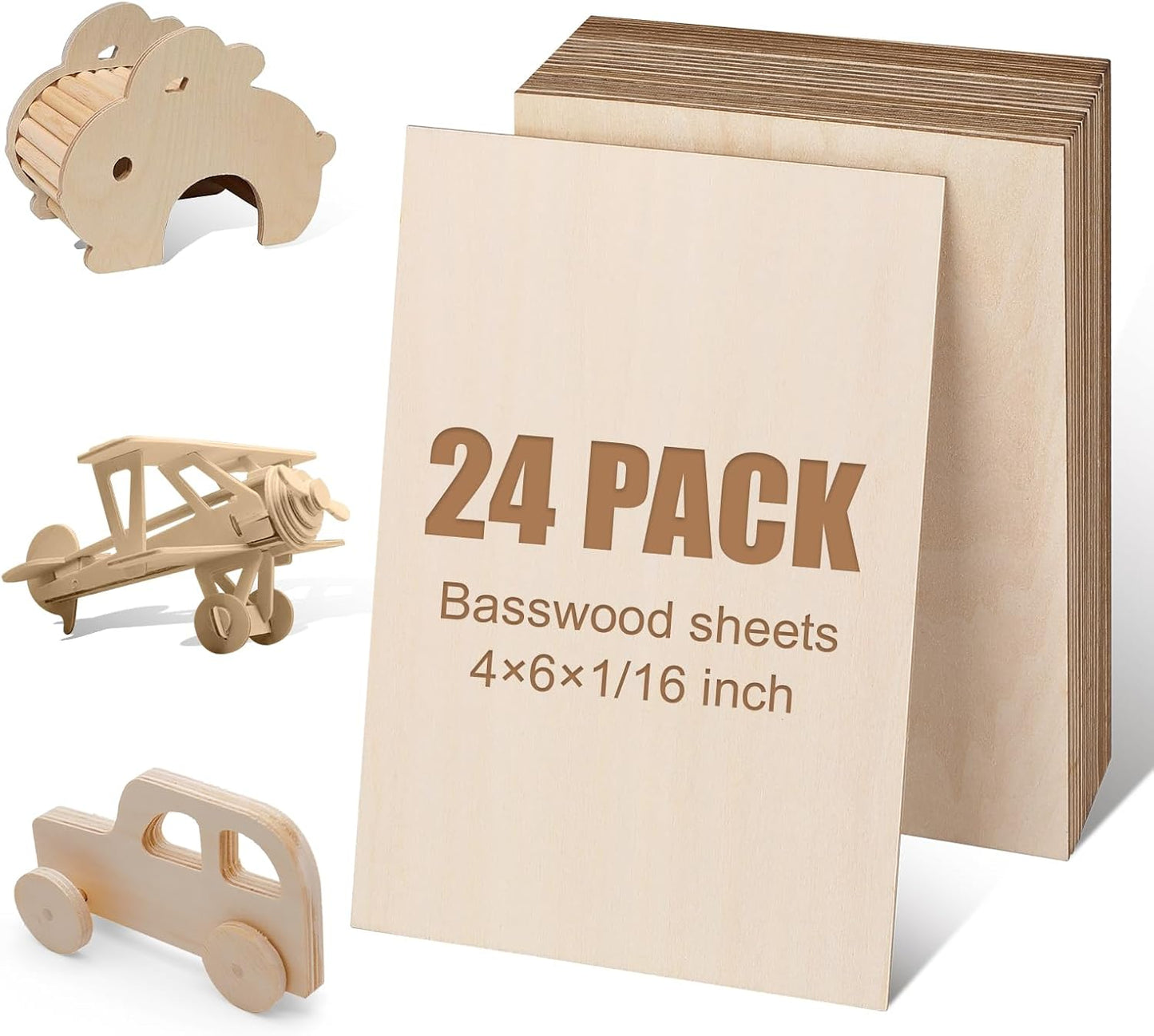 30 Pack Basswood Sheets 12"x12"x1/8", 3mm Basswood for Laser Cutting, Thin Plywood Board Unfinished Wood for Crafts, DIY Architectural Models Making, Wood Engraving, Wood Burning Product.