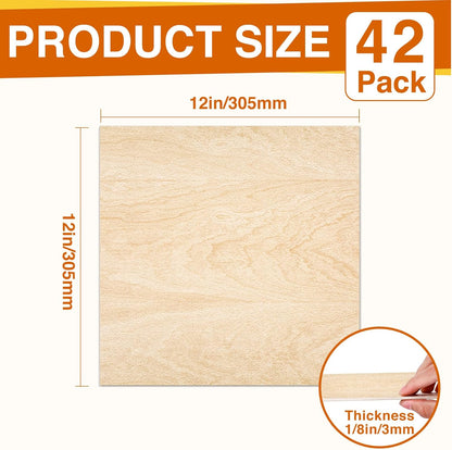 30 Pack Basswood Sheets 12"x12"x1/8", 3mm Basswood for Laser Cutting, Thin Plywood Board Unfinished Wood for Crafts, DIY Architectural Models Making, Wood Engraving, Wood Burning Product.