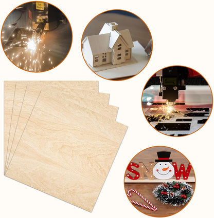 30 Pack Basswood Sheets 12"x12"x1/8", 3mm Basswood for Laser Cutting, Thin Plywood Board Unfinished Wood for Crafts, DIY Architectural Models Making, Wood Engraving, Wood Burning Product.