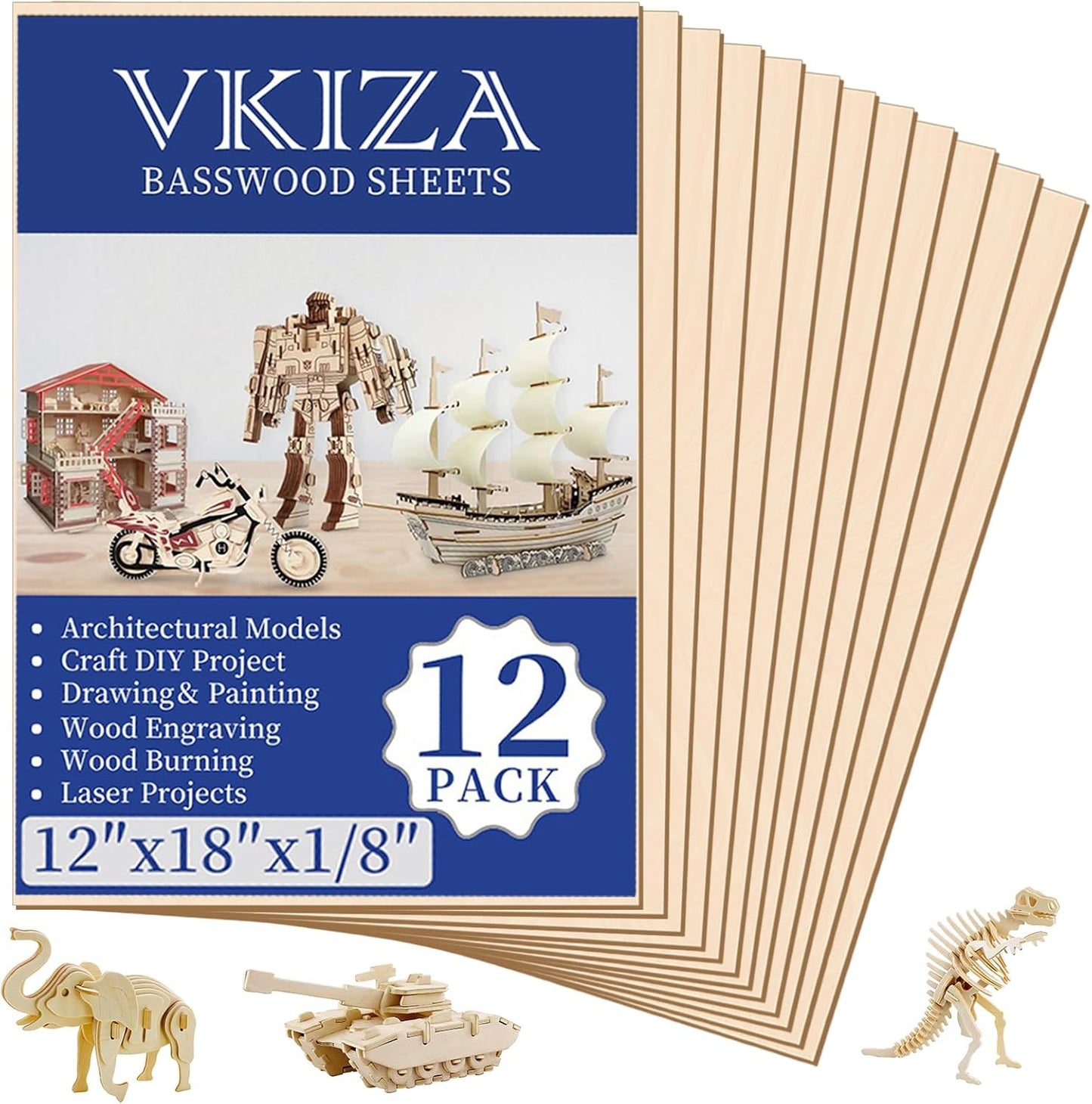 30 Pack Basswood Sheets 12"x12"x1/8", 3mm Basswood for Laser Cutting, Thin Plywood Board Unfinished Wood for Crafts, DIY Architectural Models Making, Wood Engraving, Wood Burning Product.