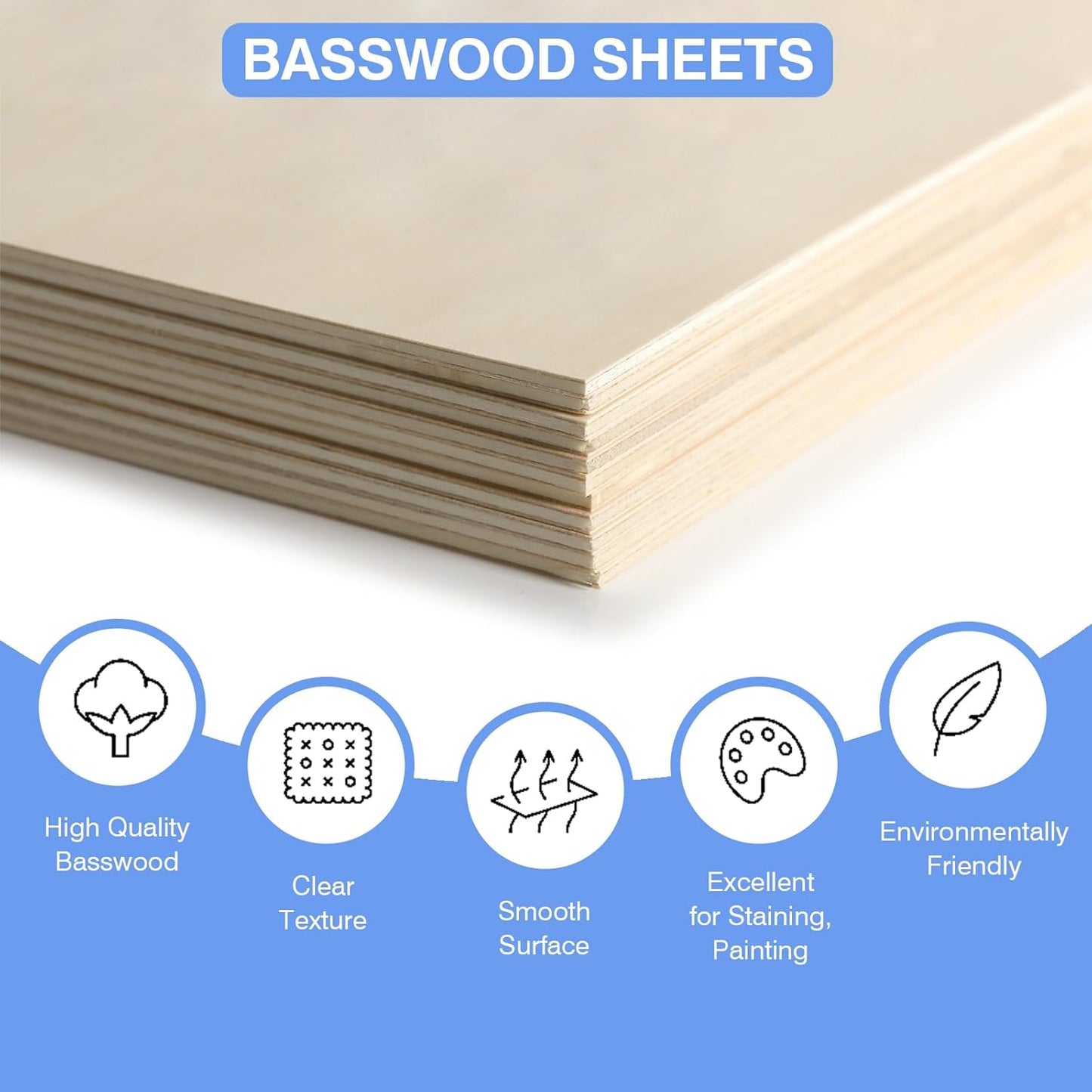 30 Pack Basswood Sheets 12"x12"x1/8", 3mm Basswood for Laser Cutting, Thin Plywood Board Unfinished Wood for Crafts, DIY Architectural Models Making, Wood Engraving, Wood Burning Product.