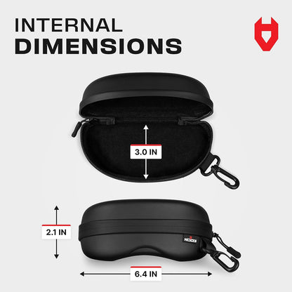 Water Resistant Safety Glasses Case with Clip - Heavy Duty Semi Hard Large Sunglasses Holder for Men and Women with Cleaning Cloth