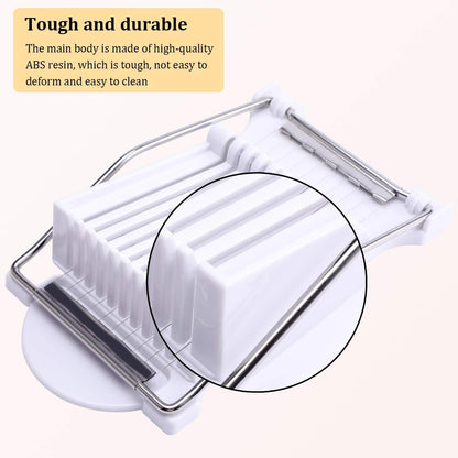 Slicer, Luncheon Meat Slicer Boiled Egg Fruit Soft Cheese Butter Slicers Cutter, Stainless Steel Wires, Cuts 10 Slices (White)