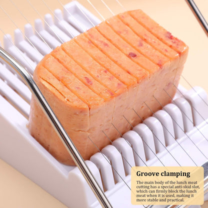 Slicer, Luncheon Meat Slicer Boiled Egg Fruit Soft Cheese Butter Slicers Cutter, Stainless Steel Wires, Cuts 10 Slices (White)