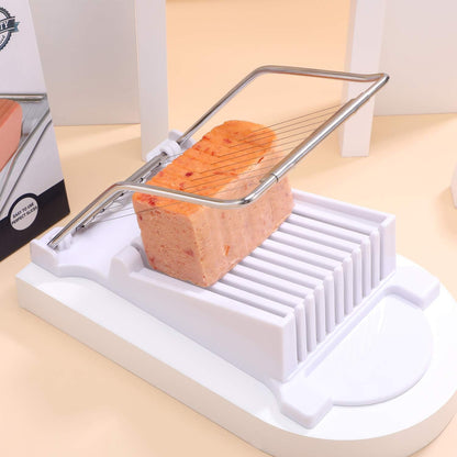 Slicer, Luncheon Meat Slicer Boiled Egg Fruit Soft Cheese Butter Slicers Cutter, Stainless Steel Wires, Cuts 10 Slices (White)