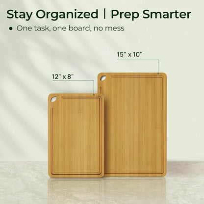 Wood Cutting Board, Carbonized Bamboo Cutting Boards Set With Smooth Surface & Easy Storage For Busy Kitchens, Ideal Charcuterie & Chopping, Durable, Knife-Friendly (4Pcs)
