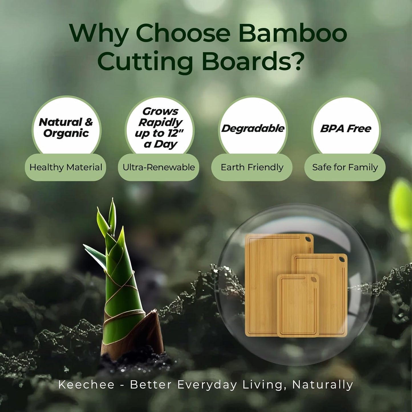 Wood Cutting Board, Carbonized Bamboo Cutting Boards Set With Smooth Surface & Easy Storage For Busy Kitchens, Ideal Charcuterie & Chopping, Durable, Knife-Friendly (4Pcs)