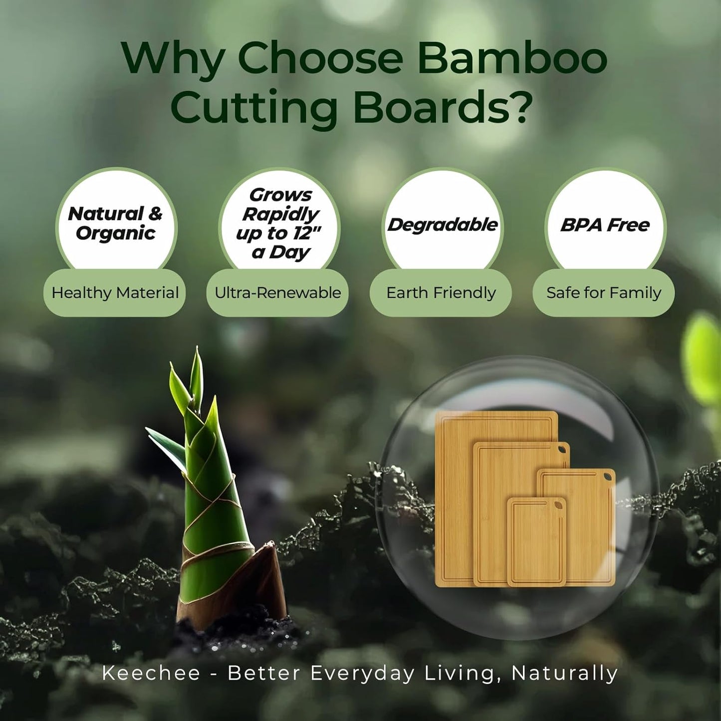Wood Cutting Board, Carbonized Bamboo Cutting Boards Set With Smooth Surface & Easy Storage For Busy Kitchens, Ideal Charcuterie & Chopping, Durable, Knife-Friendly (4Pcs)