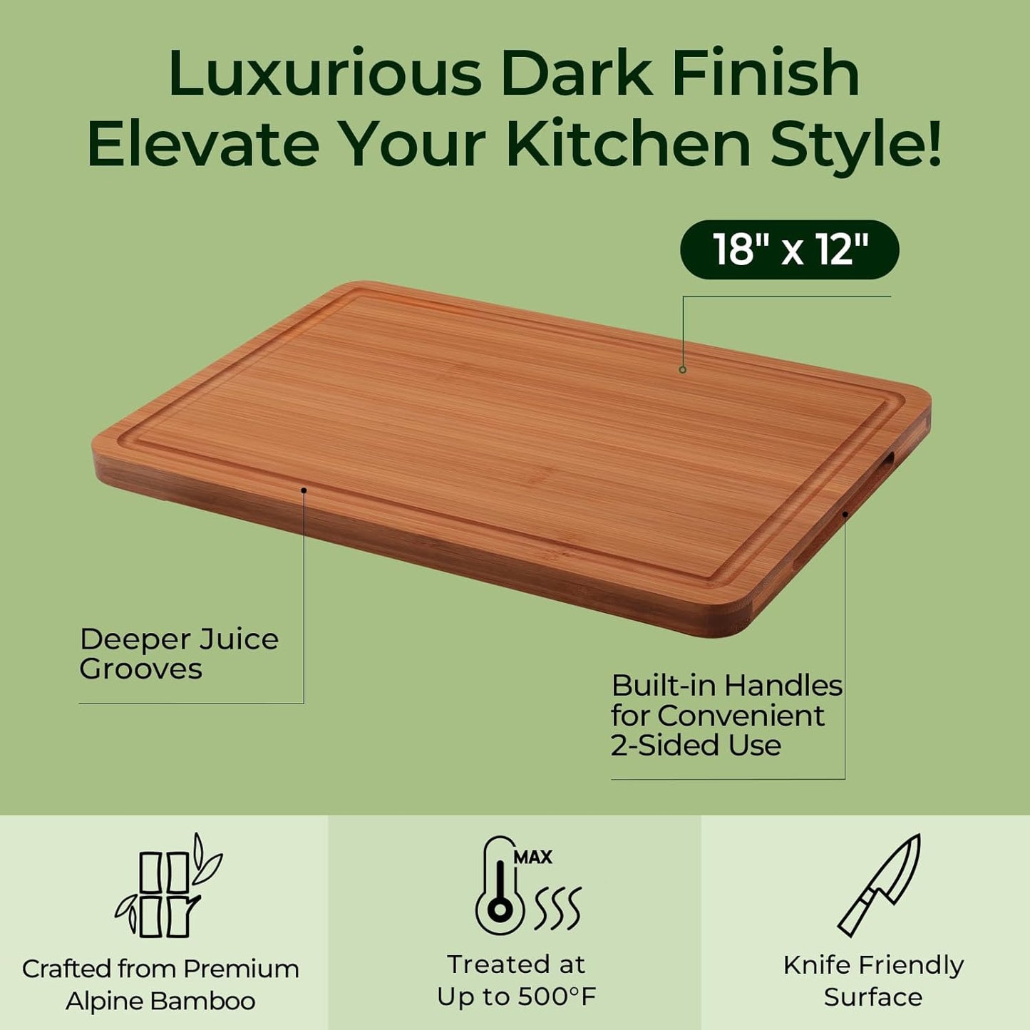 Wood Cutting Board, Carbonized Bamboo Cutting Boards Set With Smooth Surface & Easy Storage For Busy Kitchens, Ideal Charcuterie & Chopping, Durable, Knife-Friendly (4Pcs)
