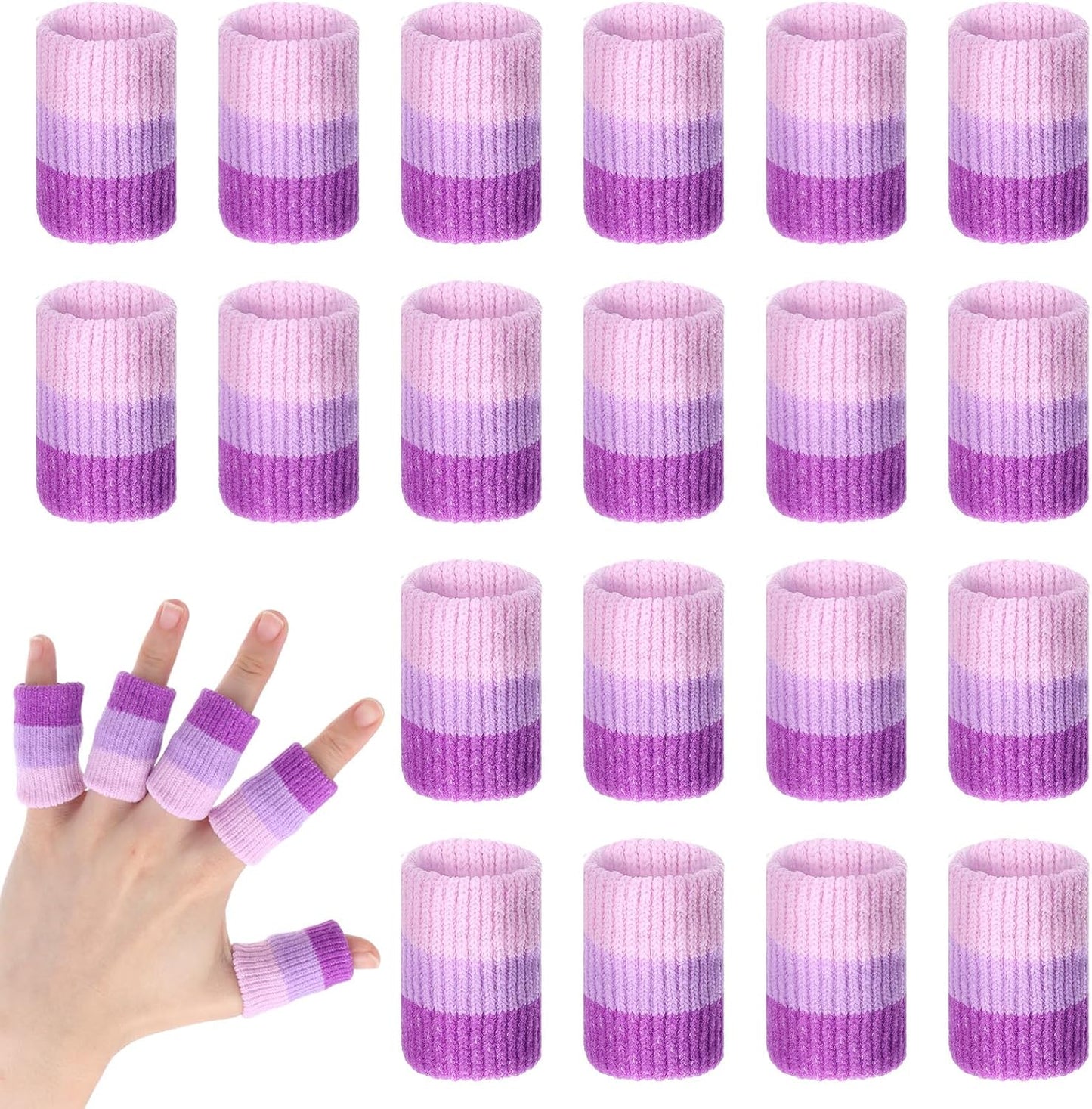 20pcs Crochet Finger Guard, Crochet Finger Protector, 1.57in Soft Finger Compression Sleeve, Crochets Fingers Guard for Writing, Knitting, Draw (Purple)