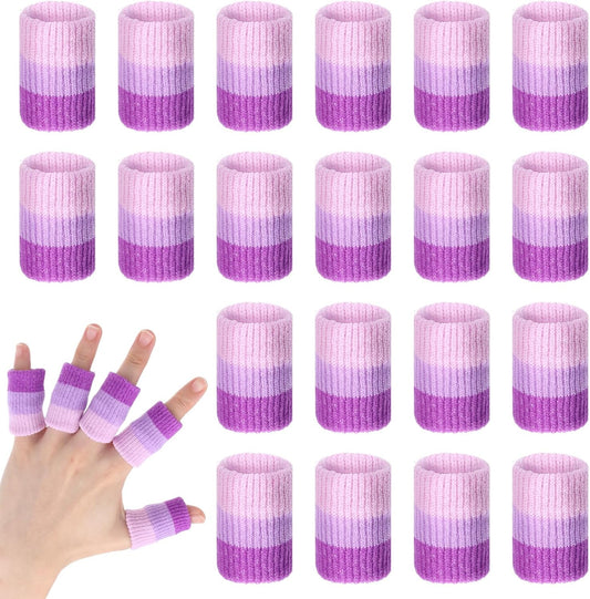 20pcs Crochet Finger Guard, Crochet Finger Protector, 1.57in Soft Finger Compression Sleeve, Crochets Fingers Guard for Writing, Knitting, Draw (Purple)
