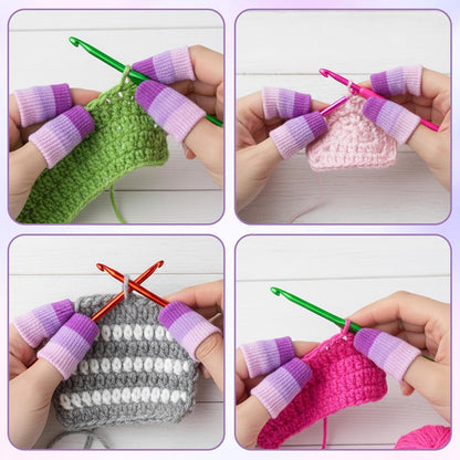 20pcs Crochet Finger Guard, Crochet Finger Protector, 1.57in Soft Finger Compression Sleeve, Crochets Fingers Guard for Writing, Knitting, Draw (Purple)