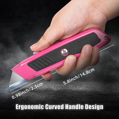 Box Cutter Retractable, Heavy-Duty Utility Knife, Metal Body
