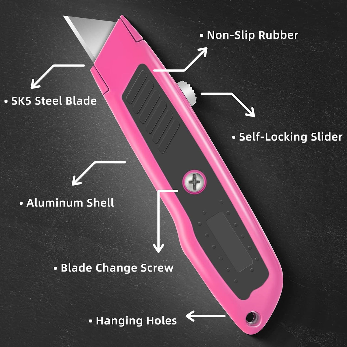 Box Cutter Retractable, Heavy-Duty Utility Knife, Metal Body