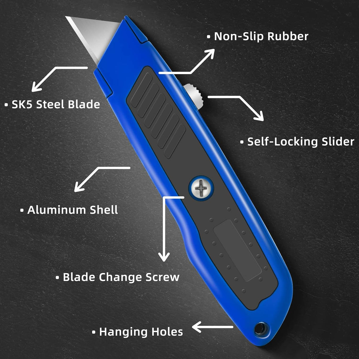 Box Cutter Retractable, Heavy-Duty Utility Knife, Metal Body