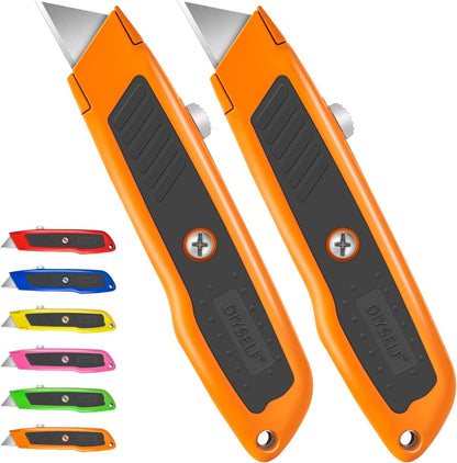 Box Cutter Retractable, Heavy-Duty Utility Knife, Metal Body