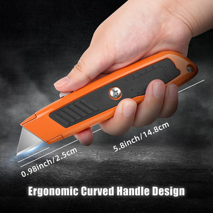 Box Cutter Retractable, Heavy-Duty Utility Knife, Metal Body