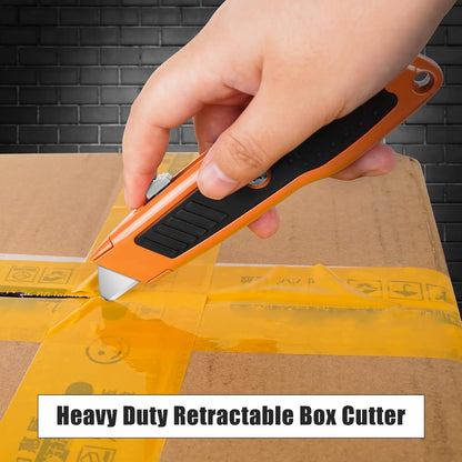 Box Cutter Retractable, Heavy-Duty Utility Knife, Metal Body