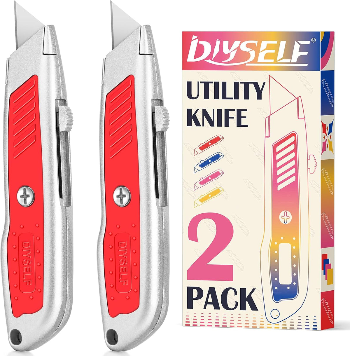 Box Cutter Retractable, Heavy-Duty Utility Knife, Metal Body