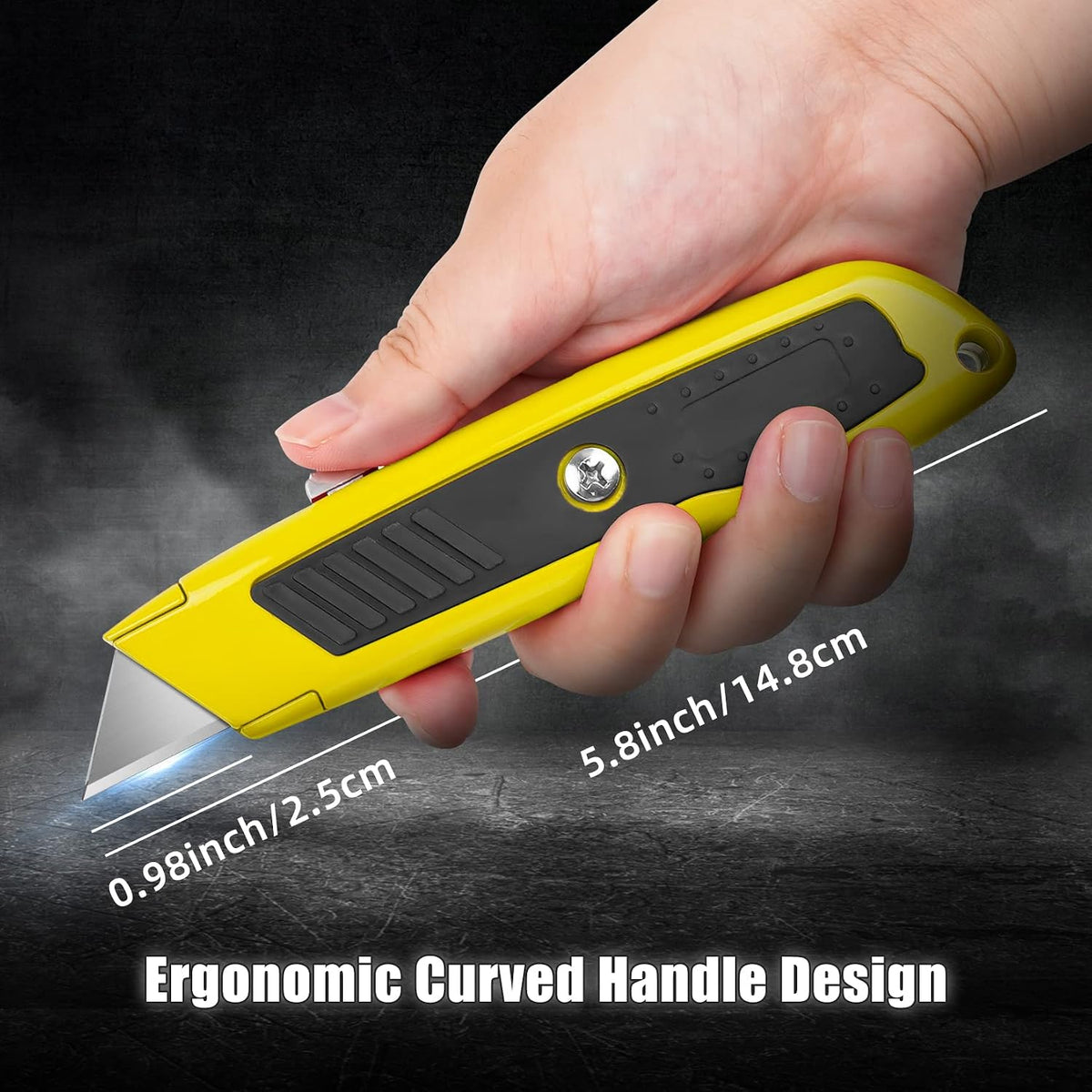 Box Cutter Retractable, Heavy-Duty Utility Knife, Metal Body
