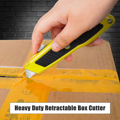 Box Cutter Retractable, Heavy-Duty Utility Knife, Metal Body