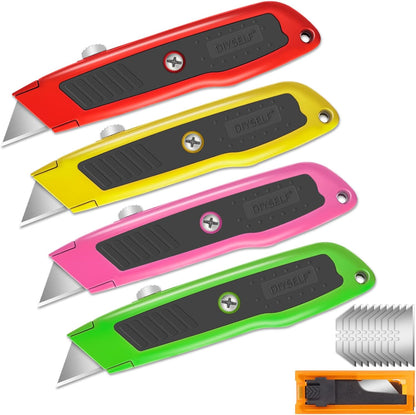 Box Cutter Retractable, Heavy-Duty Utility Knife, Metal Body