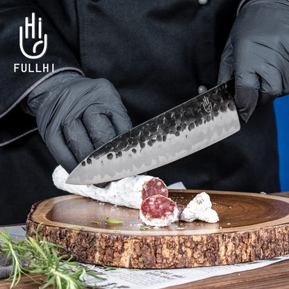 FULLHI 18pcs Japanese Gyuto Chef Knife set Professional Hand Forged Kitchen Chef Knife, 3 Layers 9CR18MOV High Carbon Meat Sushi Knife Rosewood Handle with knife bag