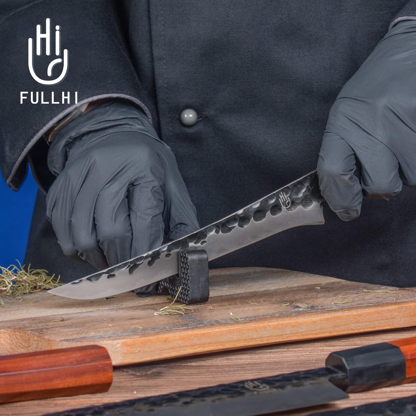 FULLHI 18pcs Japanese Gyuto Chef Knife set Professional Hand Forged Kitchen Chef Knife, 3 Layers 9CR18MOV High Carbon Meat Sushi Knife Rosewood Handle with knife bag