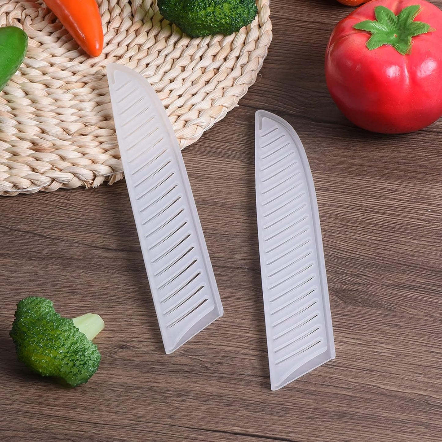 PP Safety Knife Sheath 7" Length, 1.8" Opening, Suitable for 1.5-2.0mm Thickness Santoku Knife, 2-Pack, White