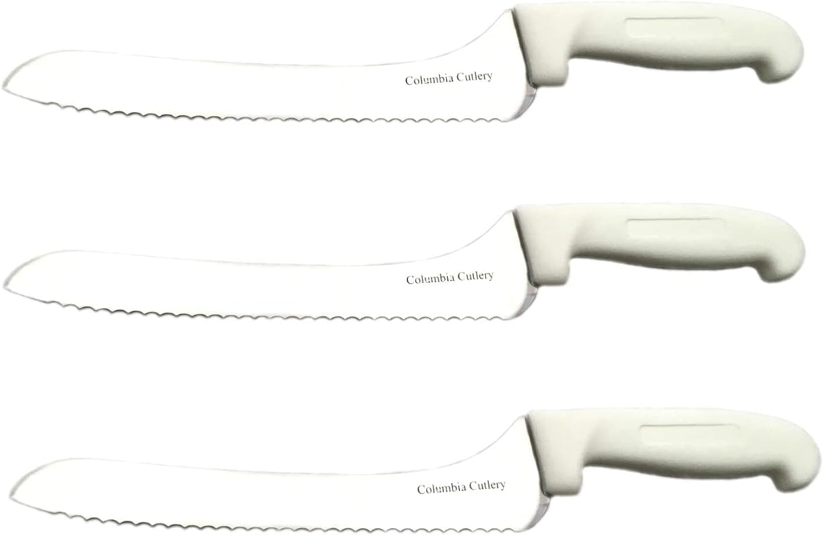 Columbia Cutlery 9 in. White Offset Bread/Sandwich Knife (Single Offset Bread Knife)
