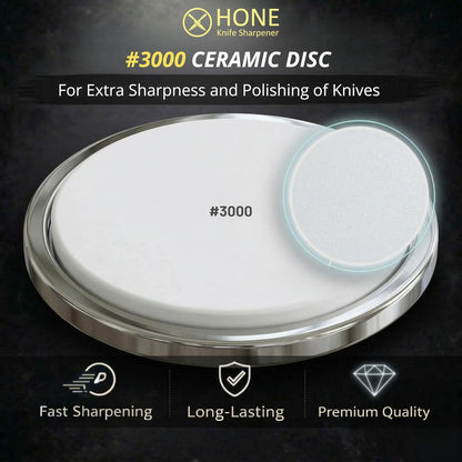 #𝟑𝟎𝟎𝟎 𝐂𝐞𝐫𝐚𝐦𝐢𝐜 𝐃𝐢𝐬𝐜 for 𝗛𝗢𝗡𝗘 𝗞𝗻𝗶𝗳𝗲 𝗦𝗵𝗮𝗿𝗽𝗲𝗻𝗲𝗿, Premium Rolling Knife Sharpener Disc for Fine Sharpening & Blade Maintenance, Extra Sharp Knives Honing & Polishes Edge