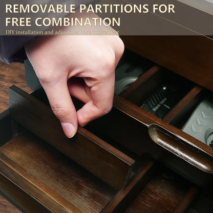 Knife Display Case,Walnut,AHK-072 | Holds 43+ Knives, Large 3-Tier Wooden Organizer, Glass Top, Drawer
