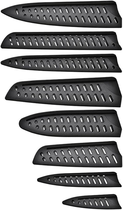 8 Pieces Universal Knife Guards Set, Plastic Kitchen Knife Covers Sleeves Knife Sheath Blade Protector for Paring Utility Santoku Nakiri Cleaver Bread Carving Chef Knife